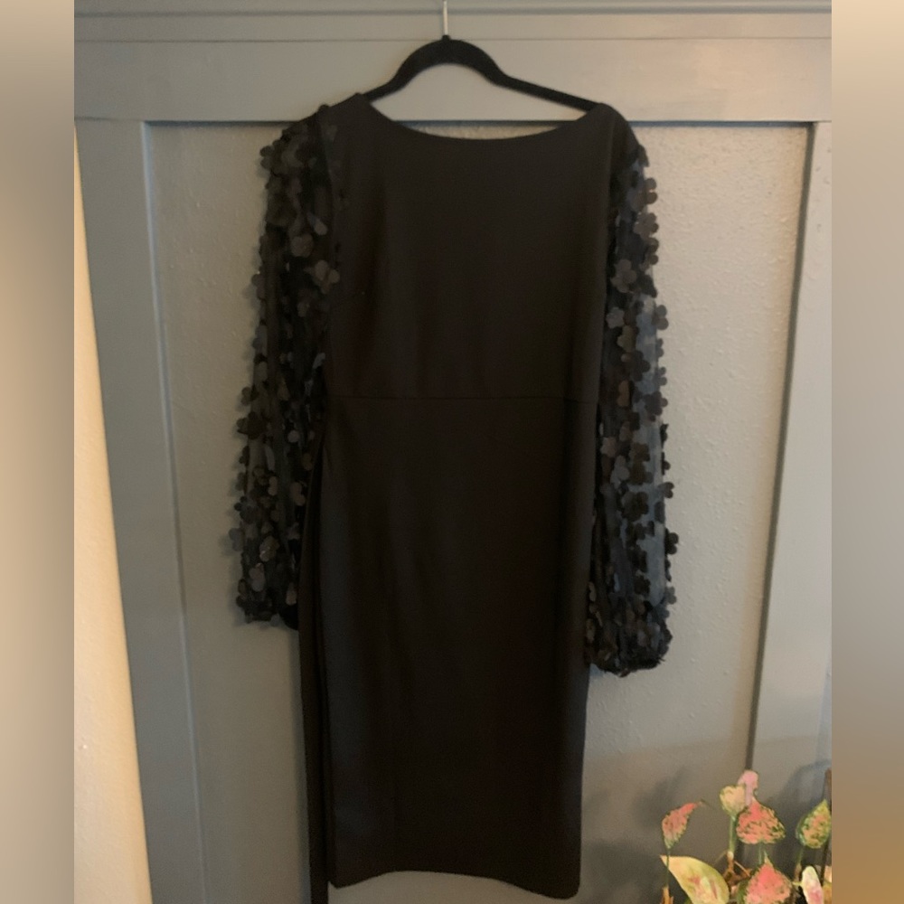 Shein black 3d Flower Mesh Sleeve Dress Size Large